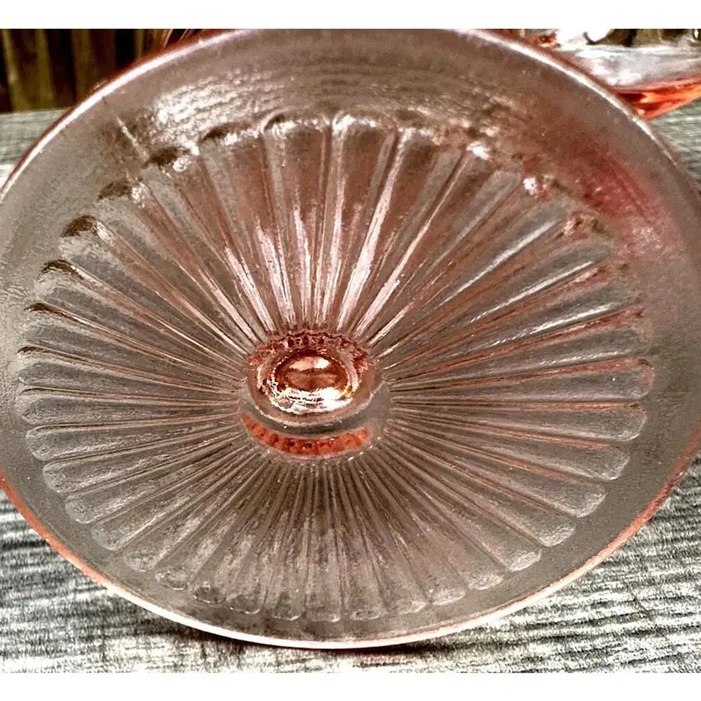 1930's-40's Vintage Pink Depression Glass Footed Soda Fountain Tumblers Set of 5